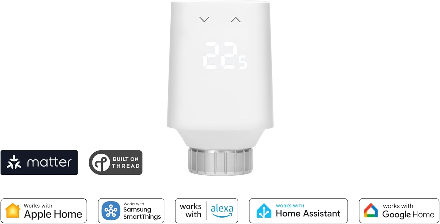 Thermo (Matter, 5th gen.) 2 Pack: Smart Thermostat Radiator Valve, Automatic Temperature Control, Apple Home, Alexa, Google Home, req - Thread Border Router