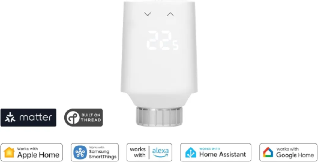 Thermo (Matter, 5th gen.) 2 Pack: Smart Thermostat Radiator Valve, Automatic Temperature Control, Apple Home, Alexa, Google Home, req - Thread Border Router