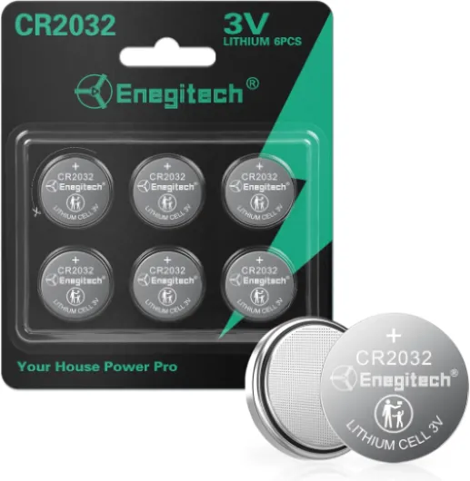 CR2032 Lithium Coin Batteries Button 2032 3V Recommended for Use in Key Fobs, Watches, Door sensors, Calculators, Remote Controls, Thermometers, Key Finder GPS Compatible (6-Pack)