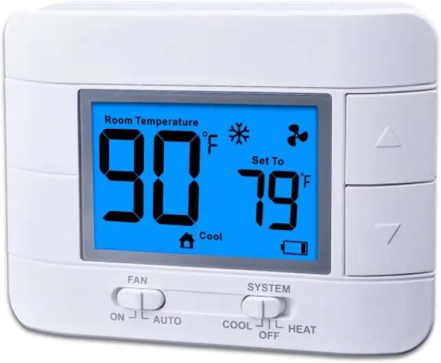 Non Programmable Thermostat for Home - Single Stage 1H/1C, with Room Temperature & Humidity Display and Large Blue LCD