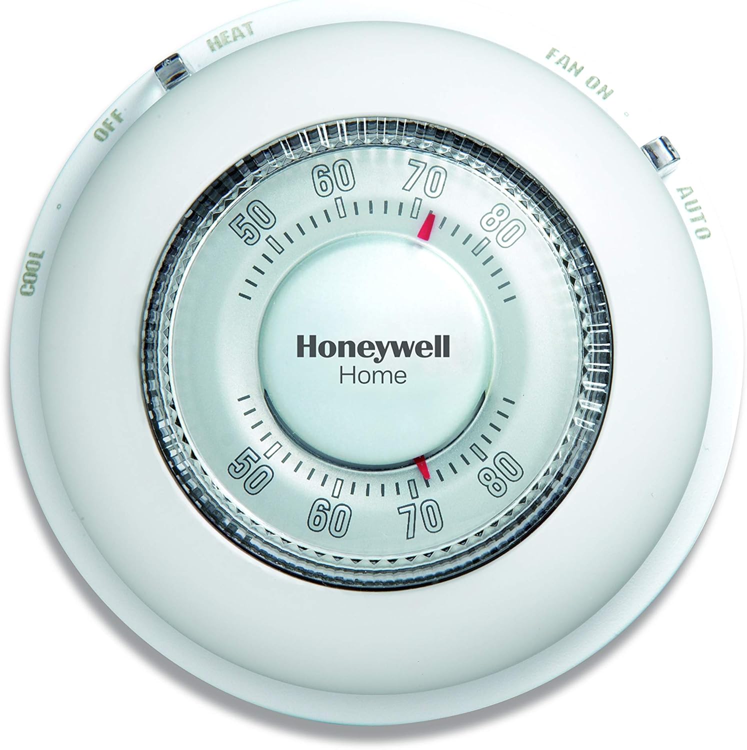 Home CT87N1001 The Round Non-Programmable Manual Thermostat, Large, White