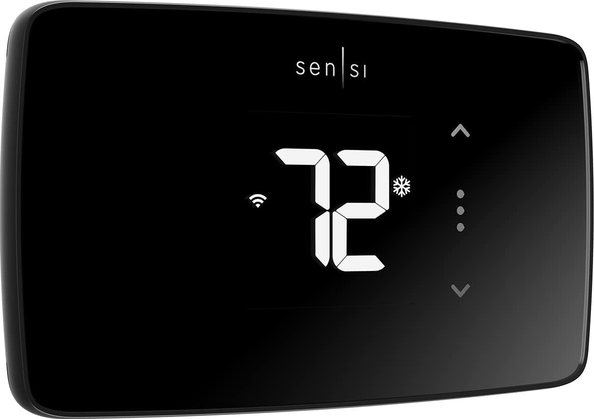 Sensi Lite Smart Thermostat, Data Privacy, Programmable, Wi-Fi, Easy DIY, Works With Alexa, Energy Star Certified, ST25, Most Systems C-Wire Not Required, Except On Heat/Cool Only and Heat Pump System Black