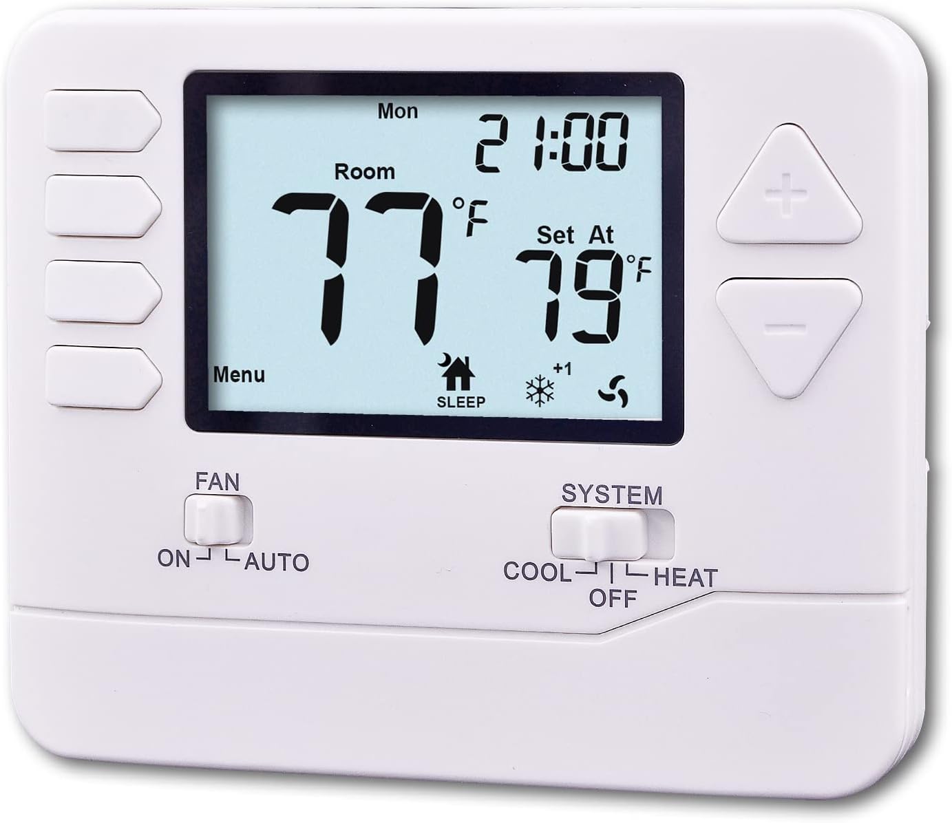 5-1-1 Day Programmable Thermostat for Home Conventional Single or Multistage Systems, up to 2 Heat/ 2 Cool, (with White Backlight) Multi Stage @ 2H/2C