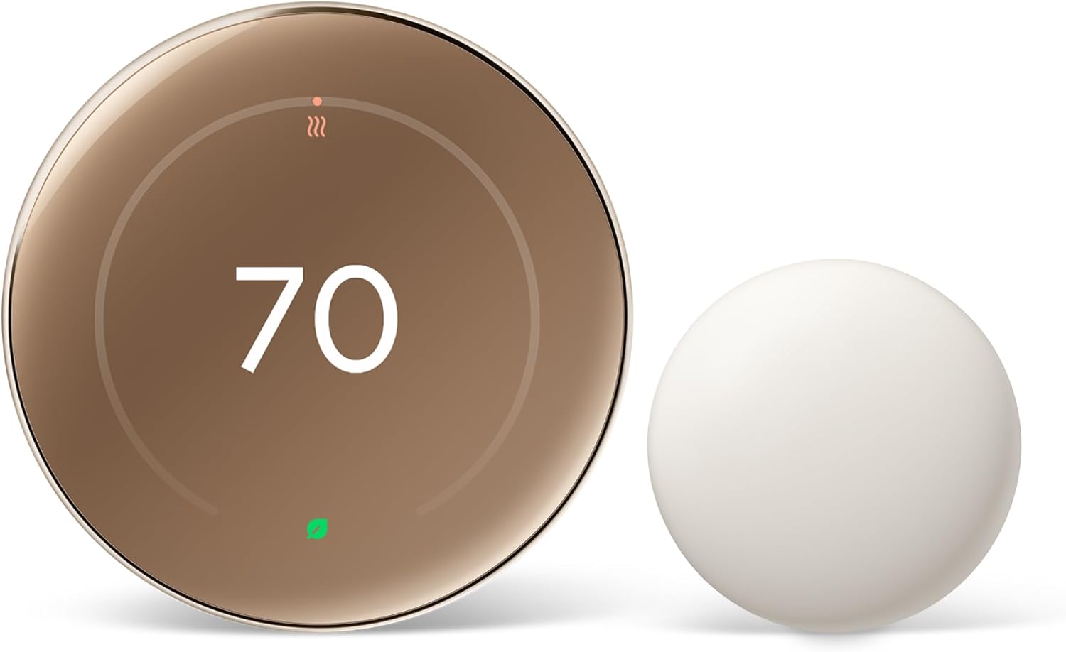 Nest Learning Thermostat (4th Gen, 2024) with Nest Temperature Sensor - Energy Saving Smart Thermostat - Compatible with Alexa, Apple HomeKit and Google Home App - Polished Gold