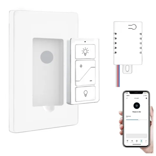 Smart Wireless Light Switch, Dimmer Switch & Receiver Kit No Wiring Wireless Remote Control,Remote & Voice Control,Bluetooth Work with Amazon Alexa Only, ETL Certified (1 Switch & 1 Receiver) 1 Switch and 1 Receiver