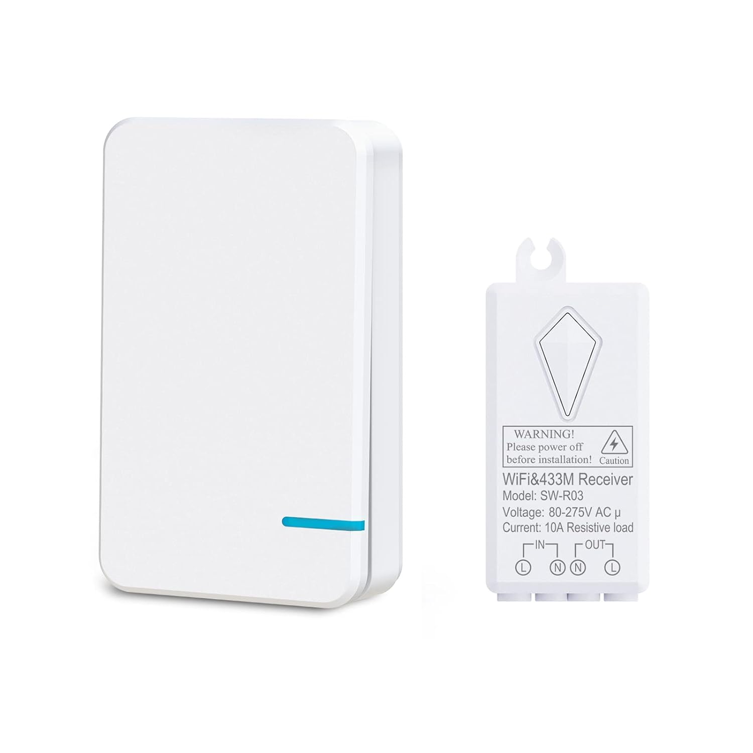 Smart Light Switch - Thinkbee 2.4Ghz Wifi Wireless Light Switch kit, Compatible with Alexa, Google Assistant and IFTTT, Outdoor 1969ft Indoor 164ft Remote Control, No Hub Required, Ceiling LED Lamp