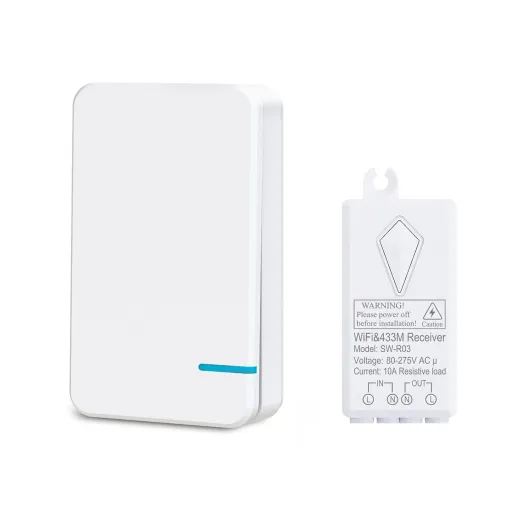 Smart Light Switch - Thinkbee 2.4Ghz Wifi Wireless Light Switch kit, Compatible with Alexa, Google Assistant and IFTTT, Outdoor 1969ft Indoor 164ft Remote Control, No Hub Required, Ceiling LED Lamp