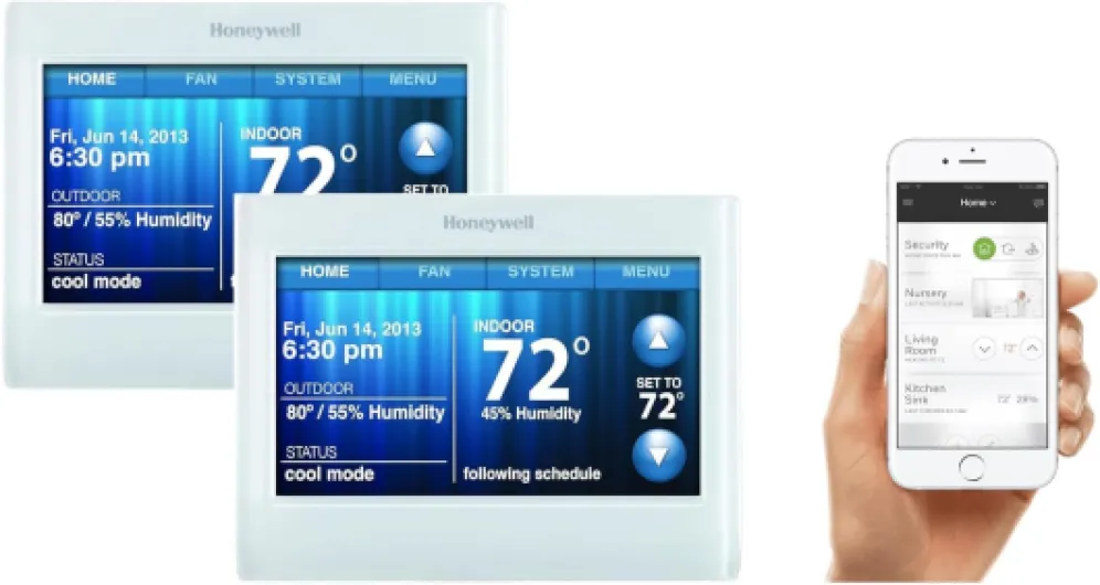 Honeywell TH9320WF5003 Wi-Fi 9000 Color Touch Screen Programmable Thermostat, White, Requires C Wire 2 Pack with Extended 5-Year Warranty