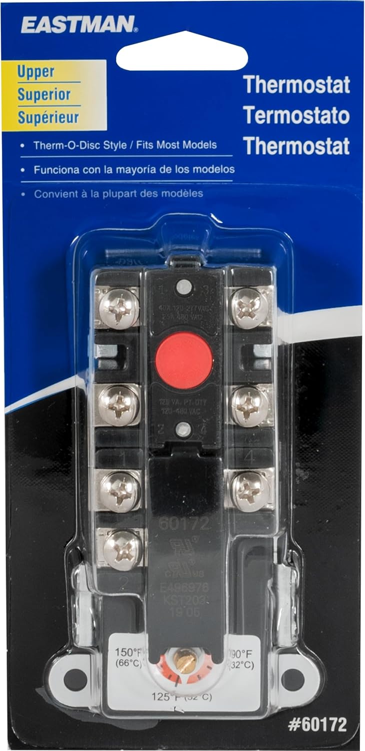 Eastman 60172N Double Throw Upper Element Thermostat for Water Heaters, Black Upper Thermostat for Dual-Element