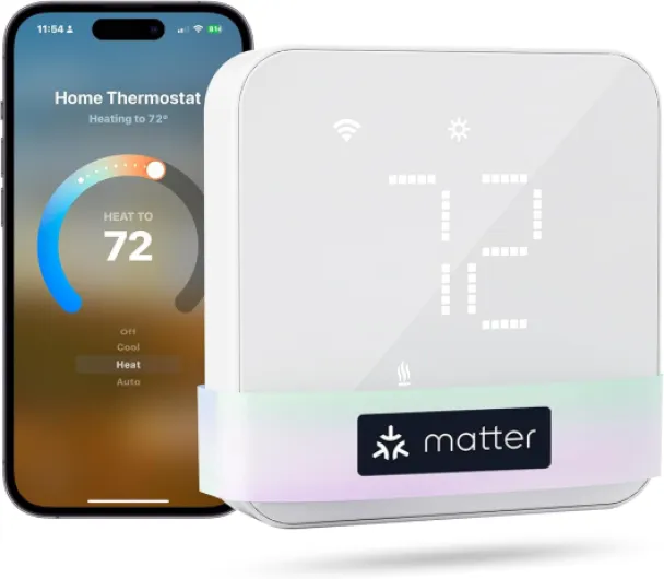 Smart Thermostat for Home, WiFi Thermostat Works with Matter, Alexa, Apple Home, Google Assistant, App & Voice Control, 7x24h Scheduling, Energy Saving, C-Wire Required White