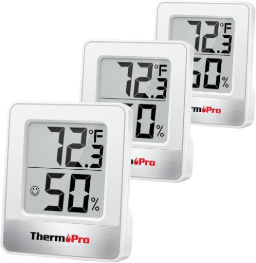 TP49 3 Pieces Digital Hygrometer Indoor Thermometer Humidity Meter Mini Hygrometer with Temperature and Humidity Monitor Outdoor and Room Thermometer Weather Station 3 Oyster White