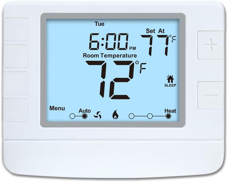 Programmable Thermostat for House, 1 Heat/1 Cool, Extra Large Display, White Backlight