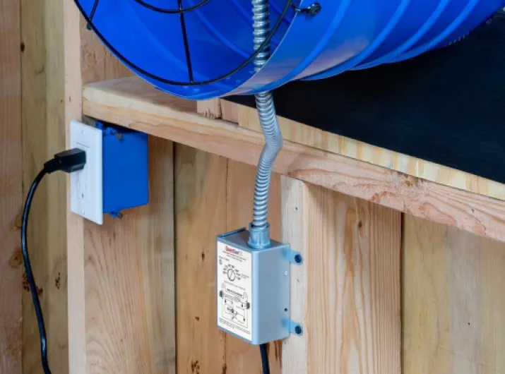 Attic Fan Adjustable Thermostat with Built-in Fire Safety Shut Off for Powered Attic Ventilators - Replacement Thermostat