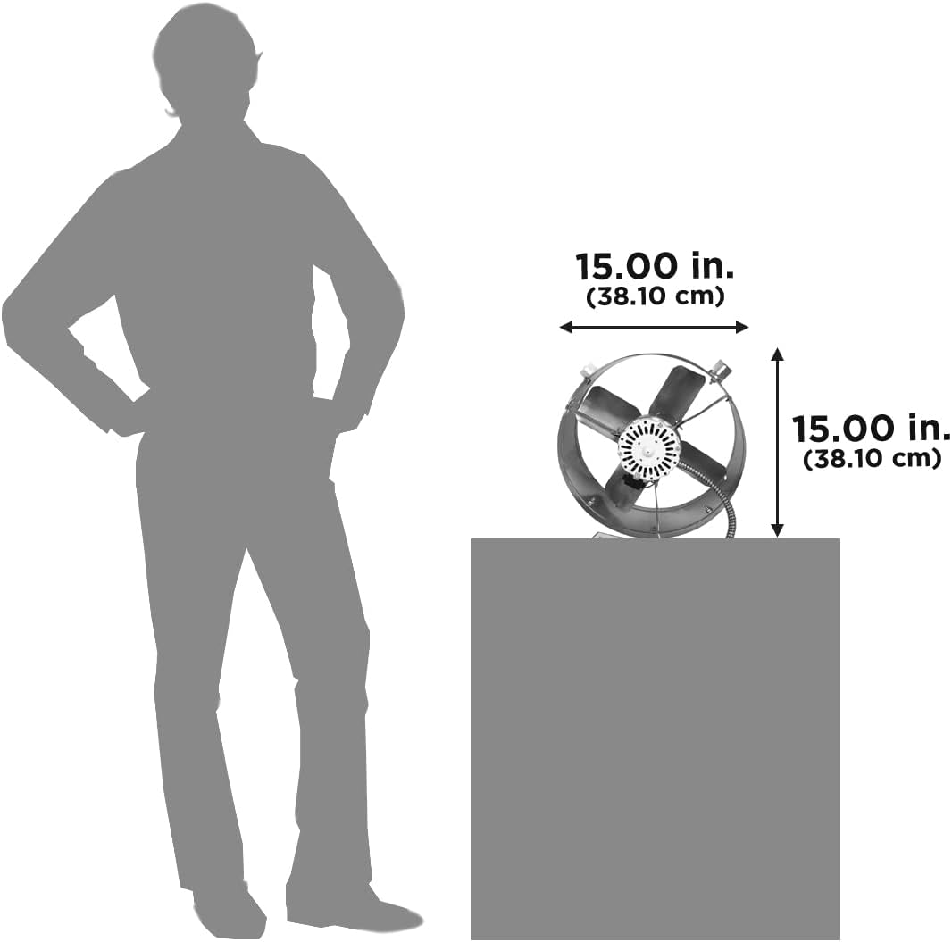 CX1500 Gable Mount Power Attic Ventilator with 2.6-Amp 60-Hz Motor and 14-Inch Blade 1500 CFM Attic Ventilator