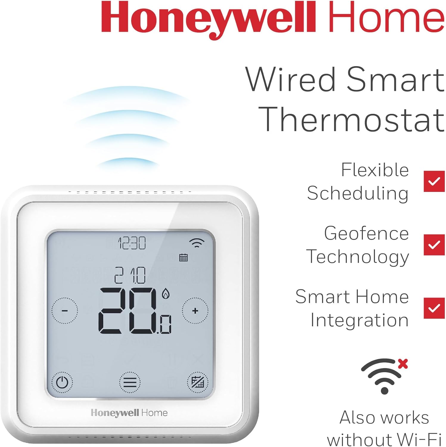 T6 Smart Thermostat — WiFi, App-Enabled for Savings and Efficiency — Compatible with HomeKit, Google Home, Alexa and IFTTT, White (1 Piece) Wire White