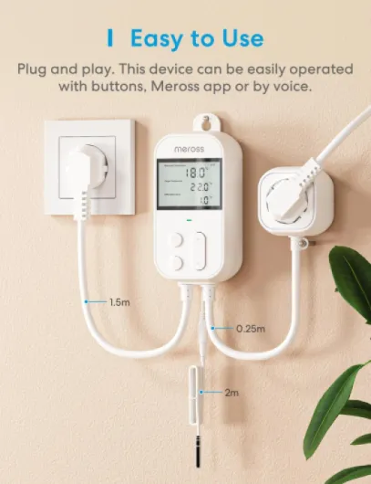 WiFi Smart Thermostat Works with HomeKit Alexa Google Home, Digital Wireless Thermostat Temperature Controller Remote and Voice Control for Heating and Cooling, 13A, White Thermostat Plug