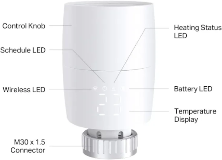 TP-Link Kasa Smart Thermostat Radiator Valve, Smart Radiator Valve, Energy Saving, LED display Radiator Thermostat Valve, Smart TRV Schedule, Works with Alexa & Google Home, Easy installation(KE100) 2 in x 2.7 in x 2.8 in Valve Add-on