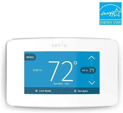 Emerson Sensi Touch Wi-Fi Smart Thermostat with Touchscreen Color Display, Compatible with Alexa, Energy Star Certified, C-wire Required, ST75W