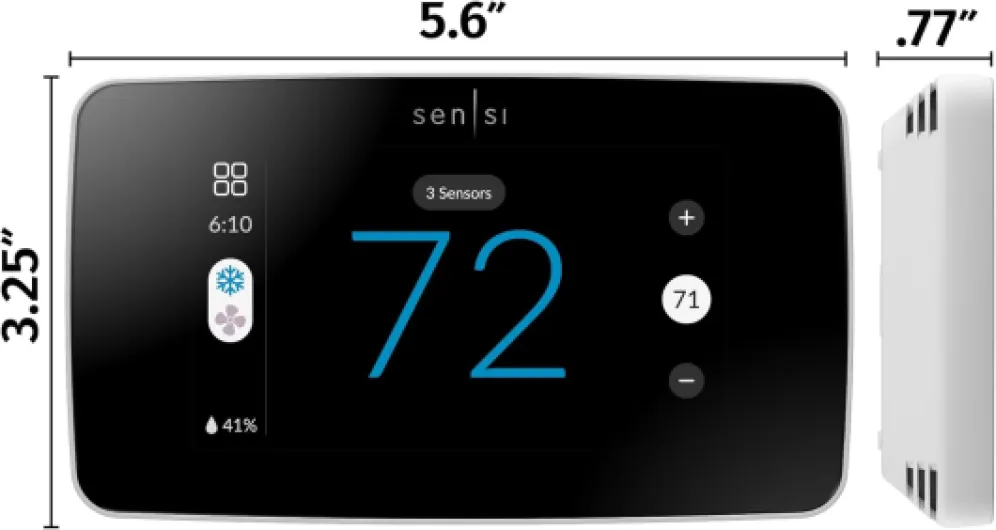 Sensi Touch 2 Smart Thermostat with Touchscreen Color Display, Programmable, Wi-Fi, Data Privacy, Mobile App, Easy DIY, Works with Alexa, Energy Star Certified, ST76W, C-Wire Required, NEW FOR 2023 Black Thermostat